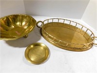 Brass Décor, Handled Tray, Bowl, Plate