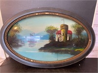 Antique oval frame and painting