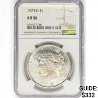 1923-D Silver Peace Dollar NGC AU58