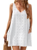 P233  Ecetana Swim Cover-Up Dress, V Neck, Pockets