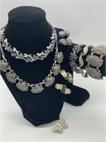 VTG Costume Jewelry; Gray Lucite Necklaces,