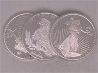 H- (3) 1 Troy Oz .999 Fine Silver Rounds