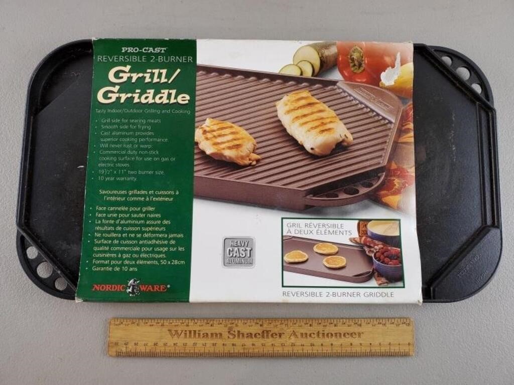 Nordic Ware 19 11/16 x 11 Reversible Non-Stick Cast Aluminum Griddle and Grill  Pan