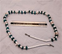Turquoise nuggets and Puka shell 28" necklace