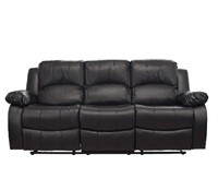 Kaden Bonded Leather Recliner Sofa in Black