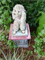Concrete poodle on stand 2 pieces 24 inches tall.