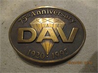 75th Anniversary DAV 1920-1995 Brass Belt Buckle