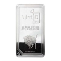 10 oz .999 Fine Silver Buffalo Bar, MintID,