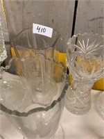 THREE GLASS VASES