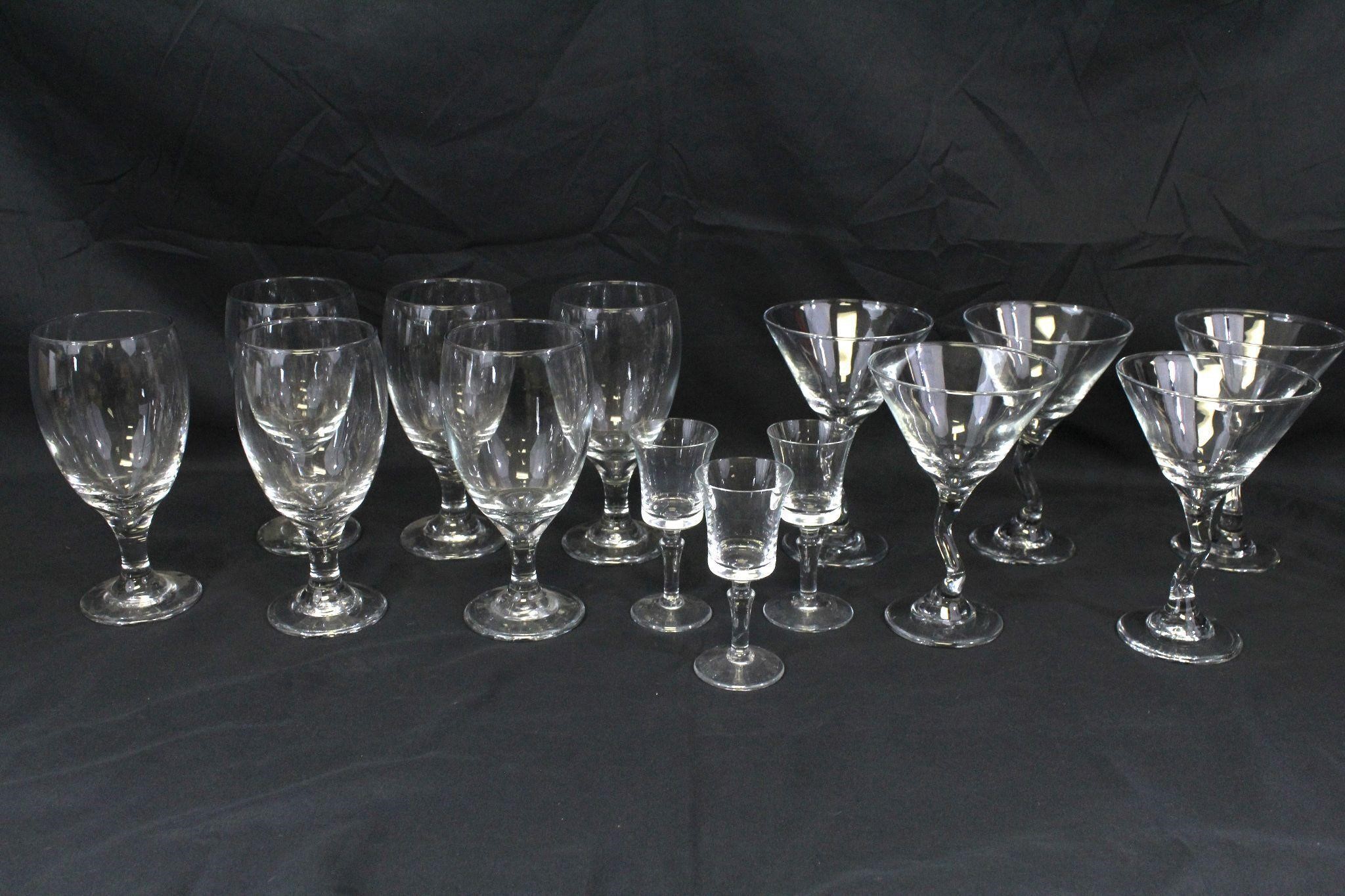 14 Clear "Wiggle" Martinis, Goblets & Cordials