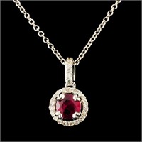 14K Gold 0.42ct Ruby & 0.17ctw Diamond Pendant