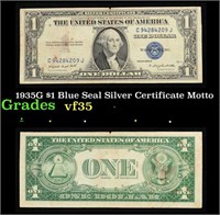 1935G $1 Blue Seal Silver Certificate Grades vf++