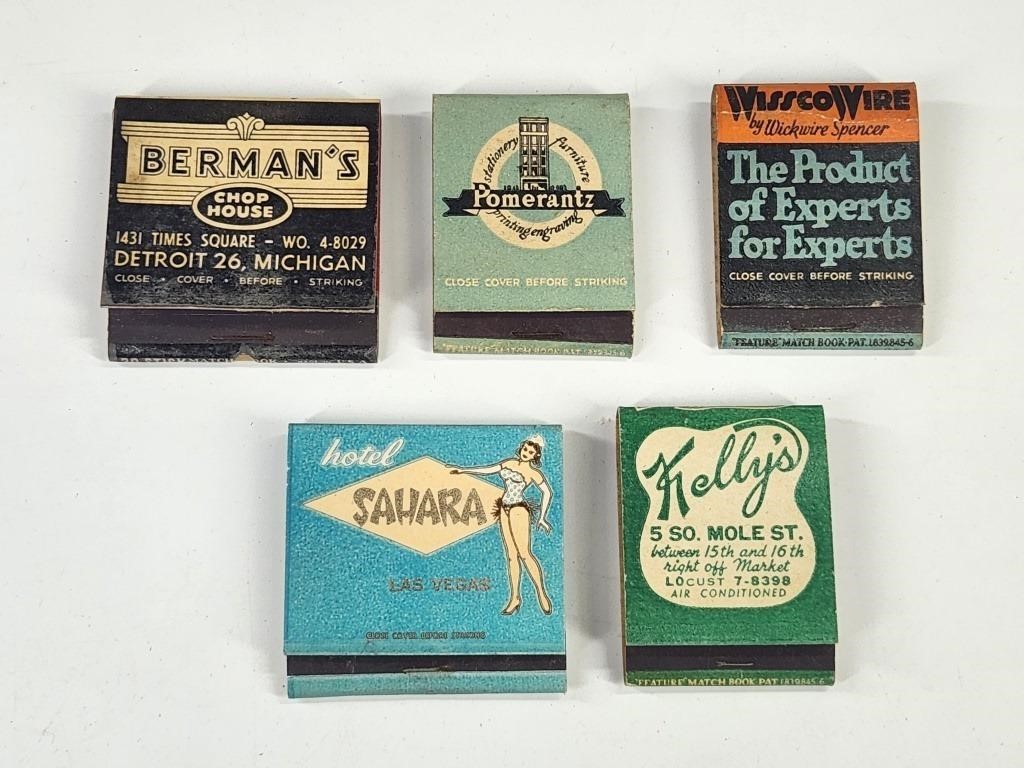 5) VINTAGE ADVERTISING FEATURE MATCHBOOKS