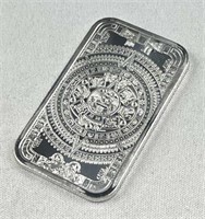 1oz Troy Silver Bar, Aztec Calendar .999 BU