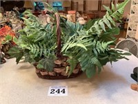 Basket with Faux Ferns