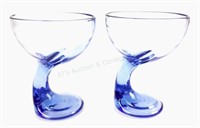 (2) Bormioli Rocco Jerba Blue Dessert Bowls