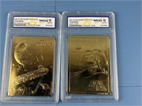 2X GRADED 10 STAR WARS 23KT GOLD TRADING CARDS