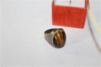 STERING AND TIGER EYE RING - SIZE 9