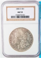 Coin 1885-S Morgan Silver Dollar NGC AU53