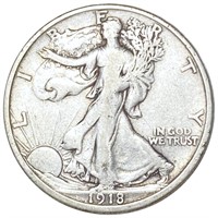 1918-S Walking Liberty Half Dollar LIGHTLY CIRC