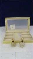 Jewelry Storage Box w/ 2 Vintage, Perfume Bottles