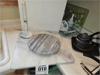 Marble cutting board 18" x 18" w/ lazy susan &