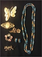 Japan signed earring and necklace set with many bs