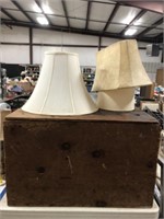 WOODEN BOX AND LAMP SHADES