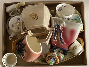Ceramic Pieces incl. Purple Floral Dish 13"