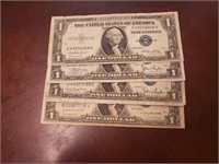 $1 silver certificate x4 different signatures 1935