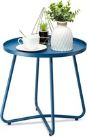 Blue Steel Patio Side Table