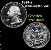 Proof 1974-s Washington Quarter 25c Grades GEM++ P