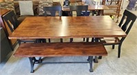 FARM TABLE W/ 4 CHAIRS, BENCH