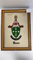 Stone family crests framed “Moore” made in