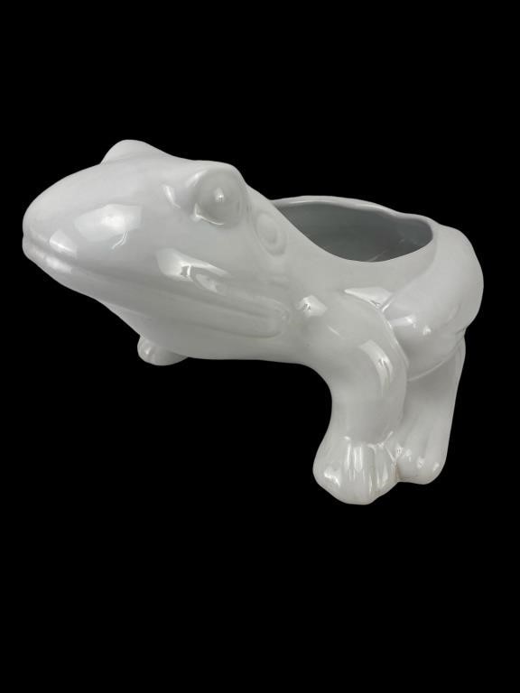 Nice White Ceramic Frog Planter by Jay Willfred