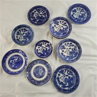 Blue Willow saucers misc. Lot including made in