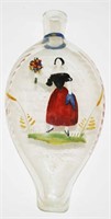 Stiegel Type Enamel Decorated Flask 7.5"H