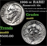 1996-w Roosevelt Dime RARE!  Top Pop! 10c Graded m