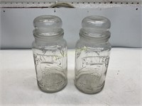 2 GLASS PLANTER PEANUT JARS WITH LIDS