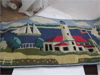 Wool Pile Hand Hooked  Area Rug Lighthouse