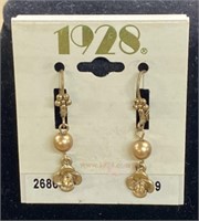 1928 Goldtone with faux rhinestone pierced