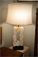 Modernist white stone table lamp