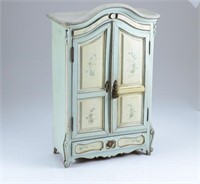 Miniature green painted French style armoire