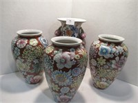 Oriental  Vases Tallest 12.5" High - qty 4