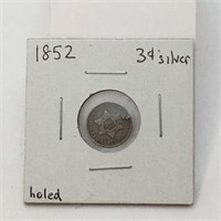 1852 3 Cent Silver Nickel