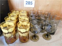 Vintage amber yellow daisy glasses (8) - Libby