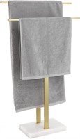 KES Towel Rack  Marble Base  2-Tier Gold  33 H