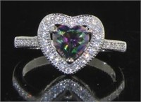 Beautiful Mystic Topaz Heart Solitaire Ring