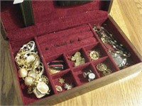 Wood Jewelry Box With Jewelry Contents Shown