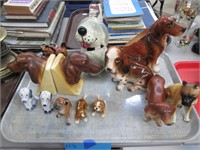 Tray of Assorted Dog Figurines Bookends